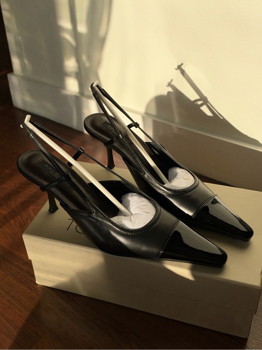 Tony Bianco Black Pointed Slingback Heels